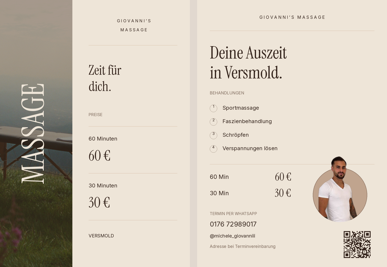 B · Creme-Preisliste: Vorderseite und Rückseite
